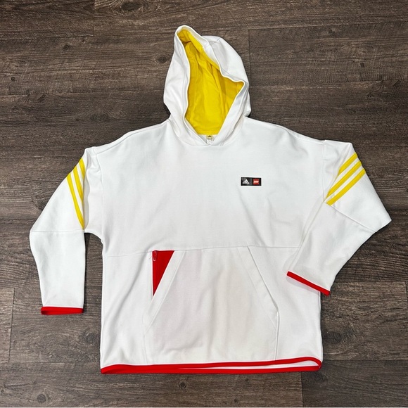 Adidas Lego Classic White Hoodie Kangaroo Zip Pocket Size Youth Medium - Picture 1 of 6